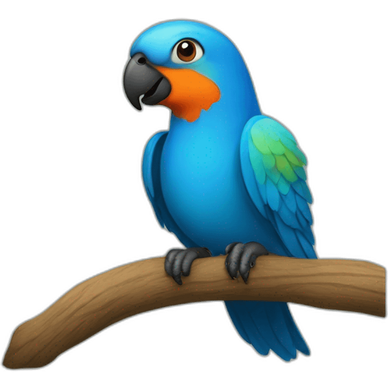 Small blue parrot with orange beak and black gunn emoji