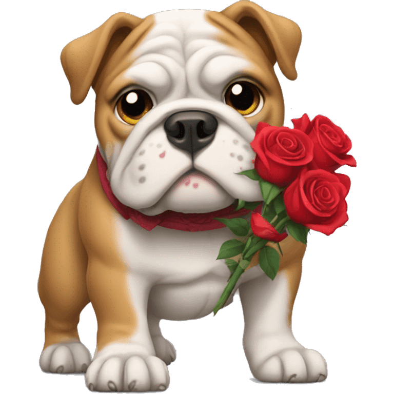 bulldog carrying roses  emoji