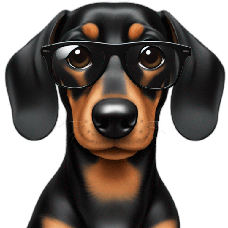 black dachshund in sunglasses head shot emoji