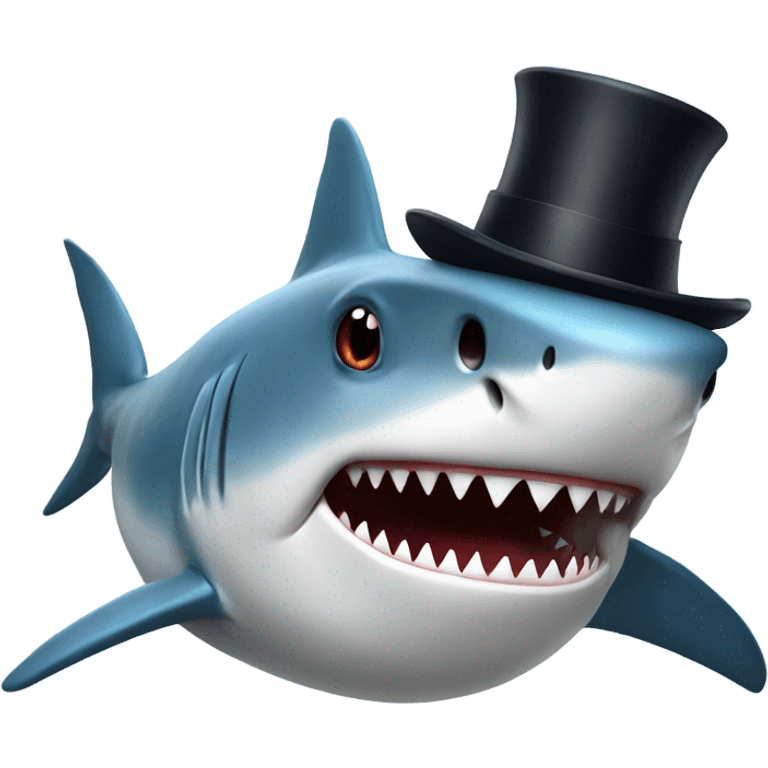 Shark with a top hat emoji