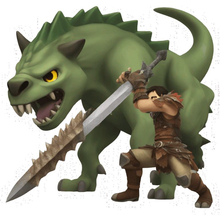 monster hunter slaying a beast, just the head emoji