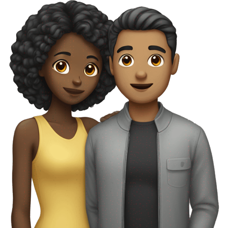 black girl with asian man emoji