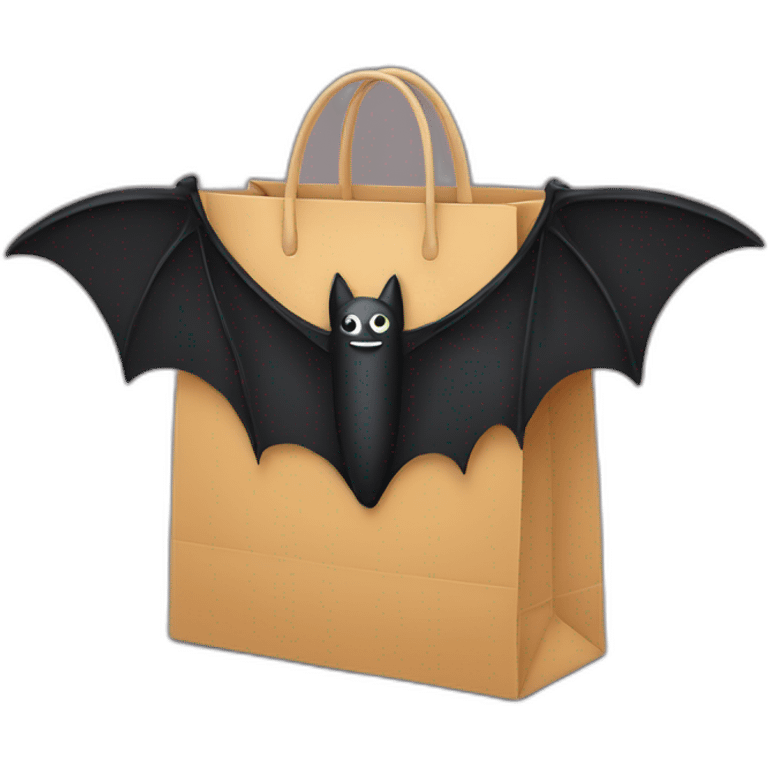 shopping bag with bat wings emoji