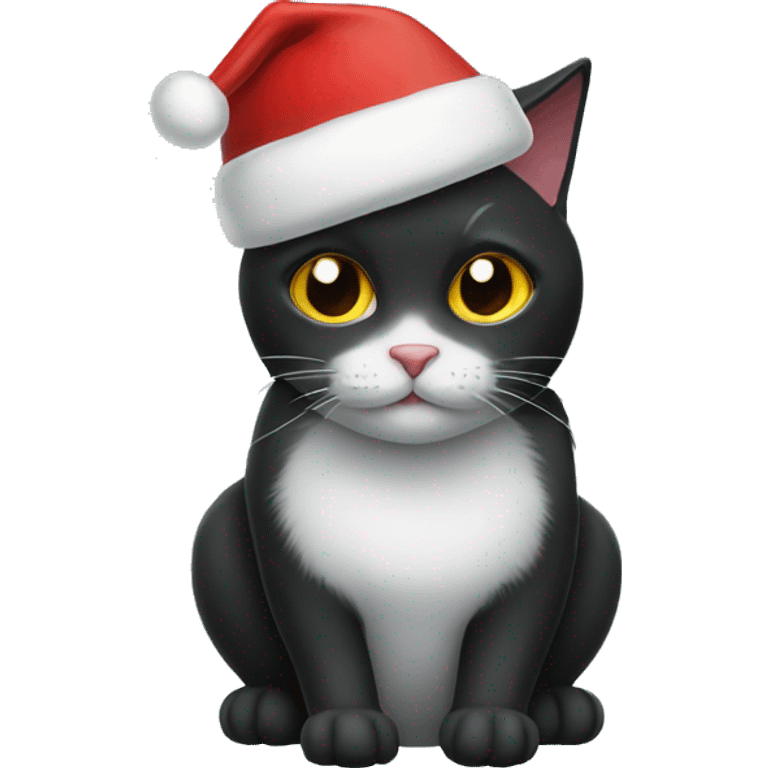 Black cat in Santa hat  emoji