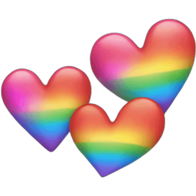 Dos Corazones arcoiris contentos sonriendo emoji