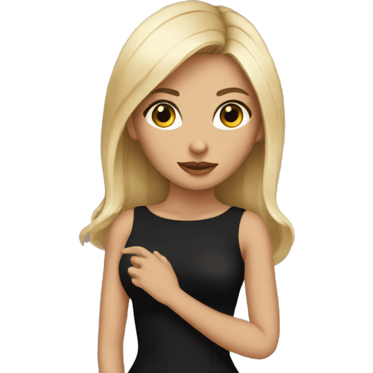 a black dress and a pokerface emoji