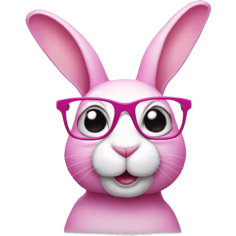 Pink rabbit wearing glasses emoji