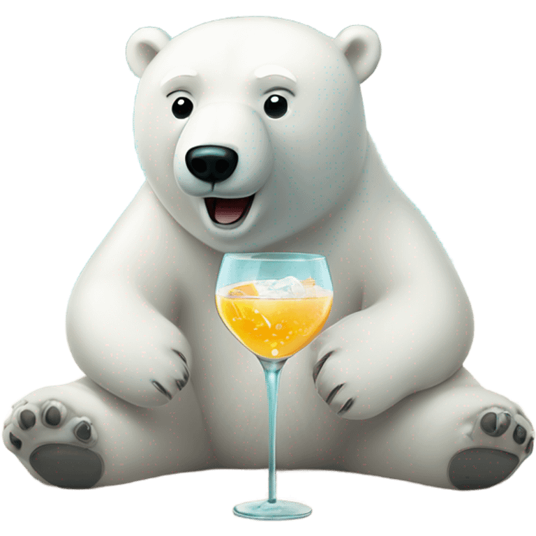 Polar bear sitting on beach drinking martinis emoji