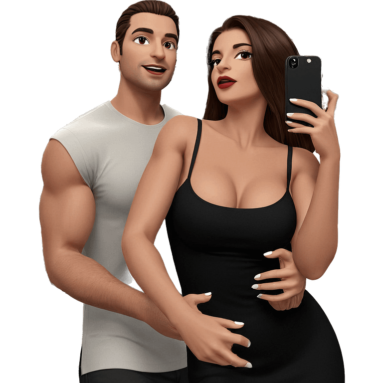 couple selfie in black dress emoji