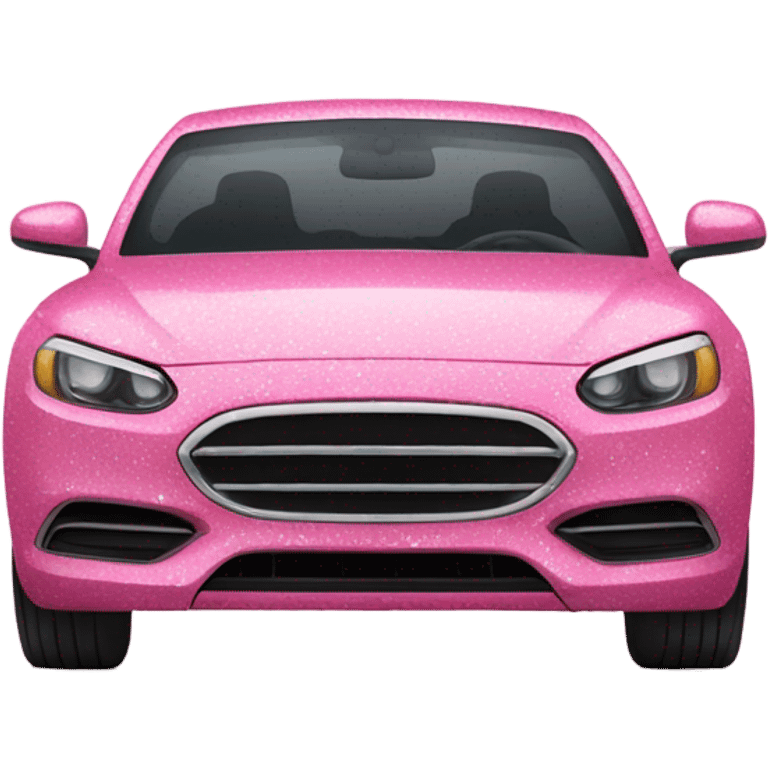 Pink car with glitter and decorated flowers  emoji