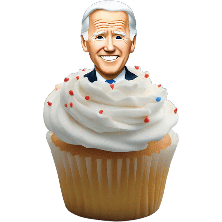 cupcake with bidens face on it emoji