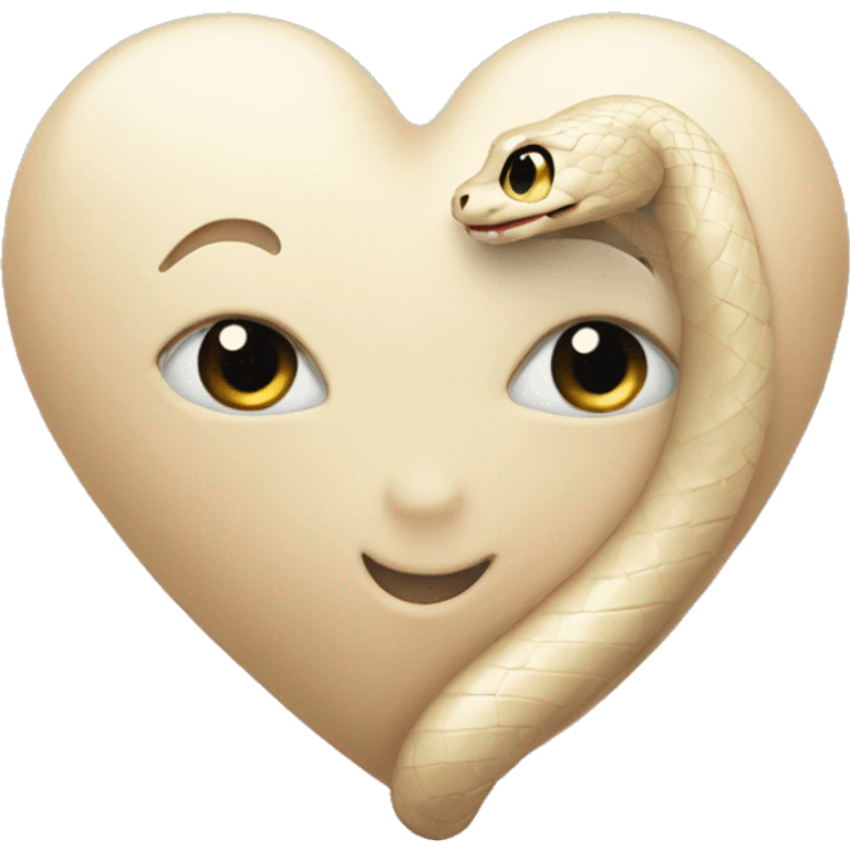 Cute light beige heart with snake emoji