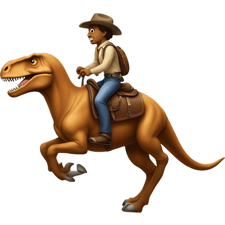 A t rex riding a horse on a horse  emoji