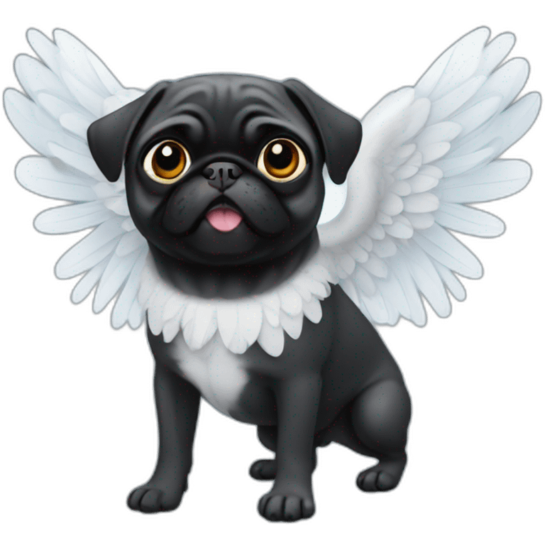 Black pug with angel wings emoji