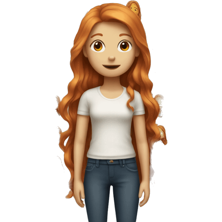 Ginger girl with ginger long hair emoji