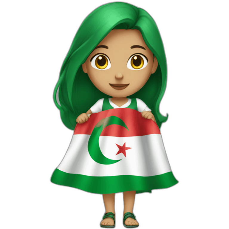 Girl with an algerian flag  emoji