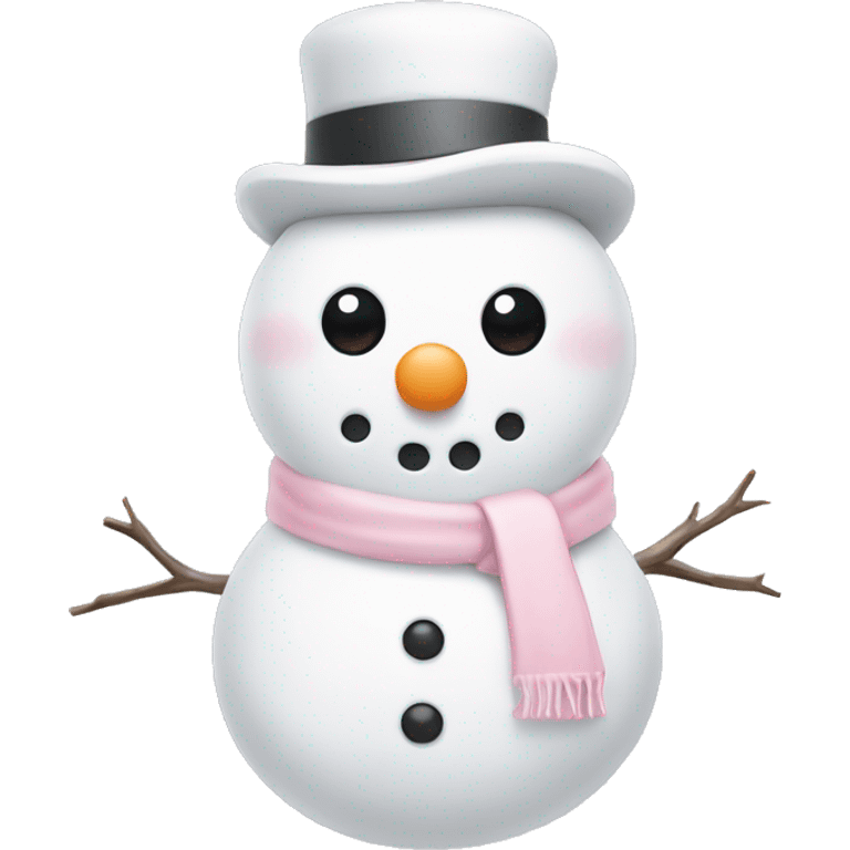 Cute white and light pink snowman emoji