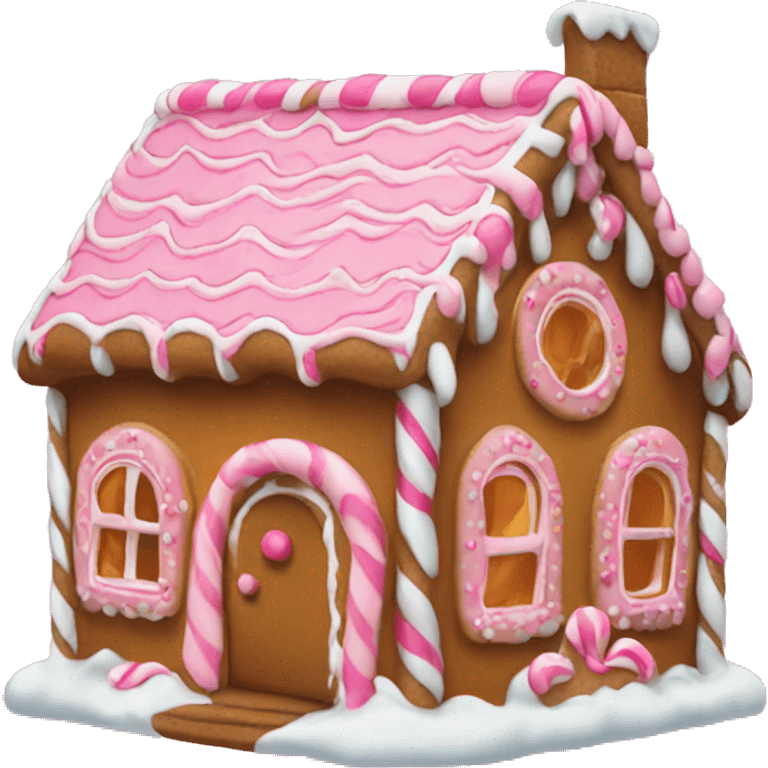 Gingerbread house with pink  emoji