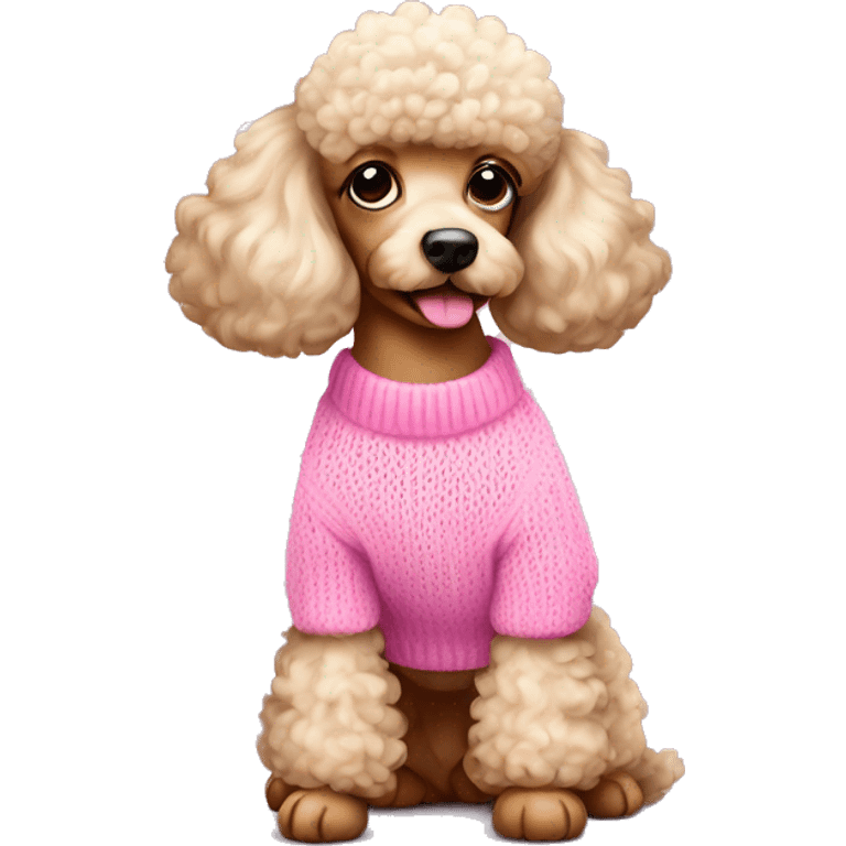 Cute poodle in pink sweater  emoji