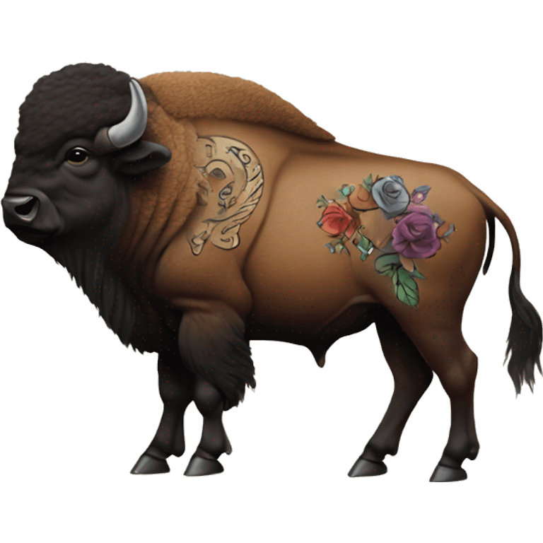 bison with tattoo on side emoji