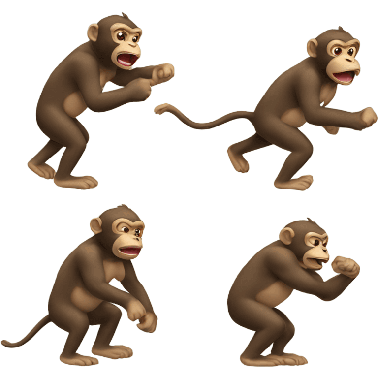 2 monkeys fighting riding hippos emoji