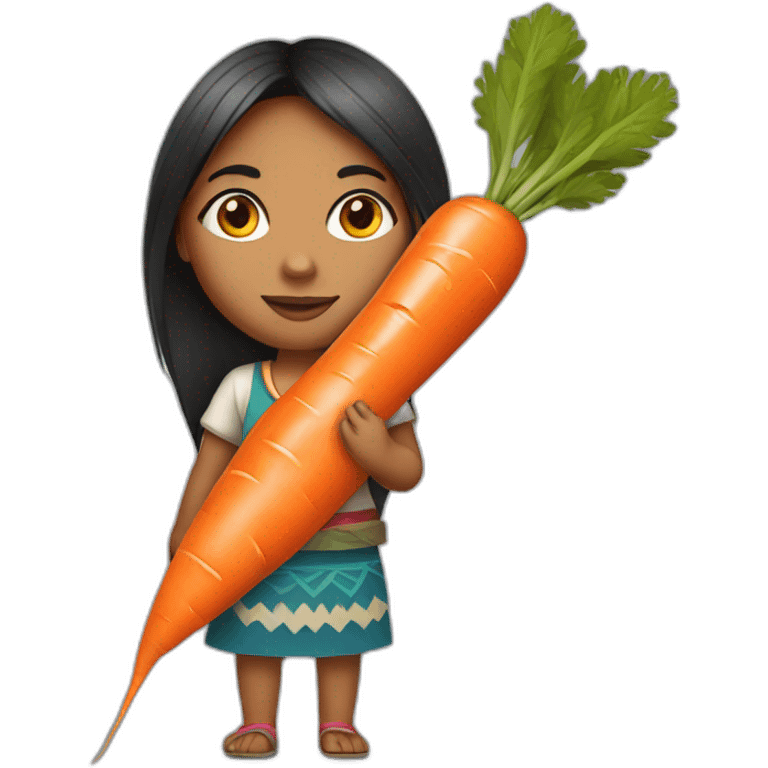 indigenous girl with big carrot emoji