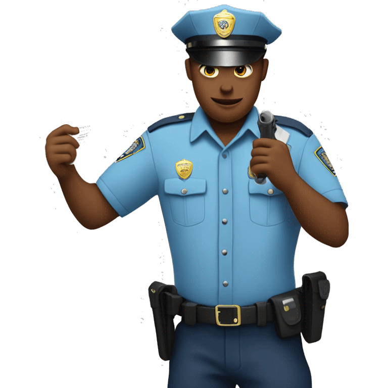 police officer in light blue uniform issuing ticket for teen drinking emoji