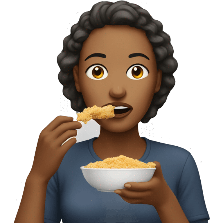  women eating with crumbs on their face emoji