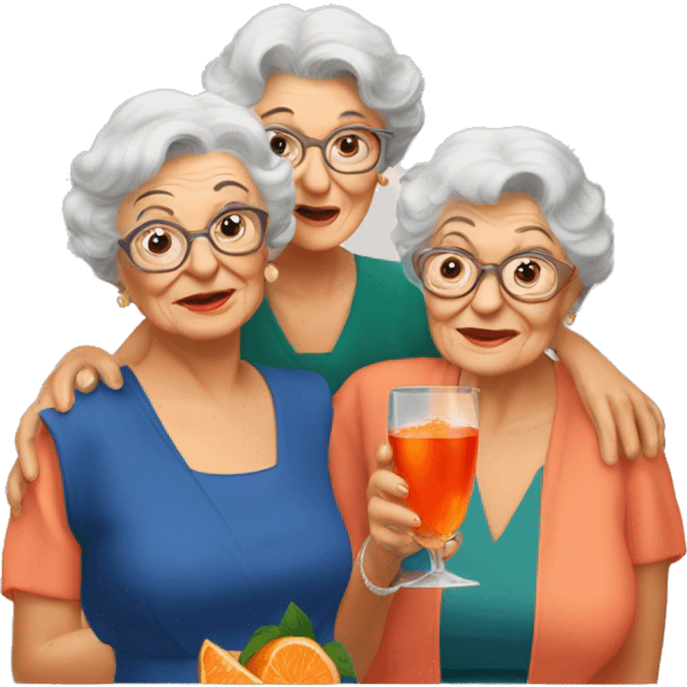 Three beautiful grandma's drinking aperol  emoji