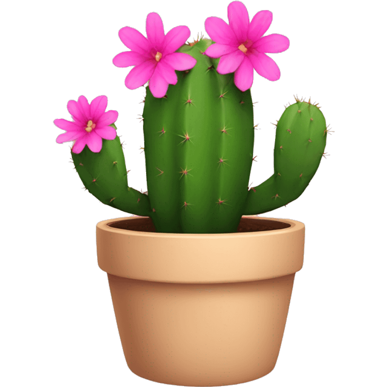 Cactus with pink flowers in a pot emoji