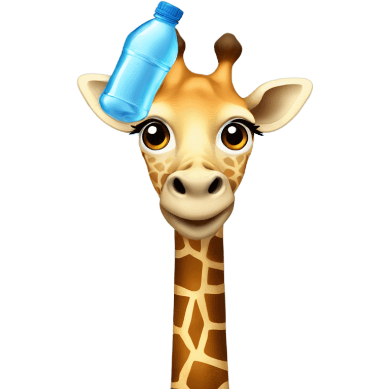 Giraffe with a water bottle emoji