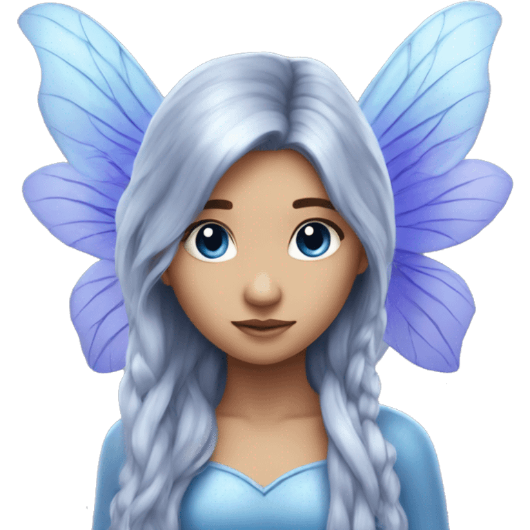 Beautiful, blue flower, fairy, blue, silver, purple, long hair, big wings emoji