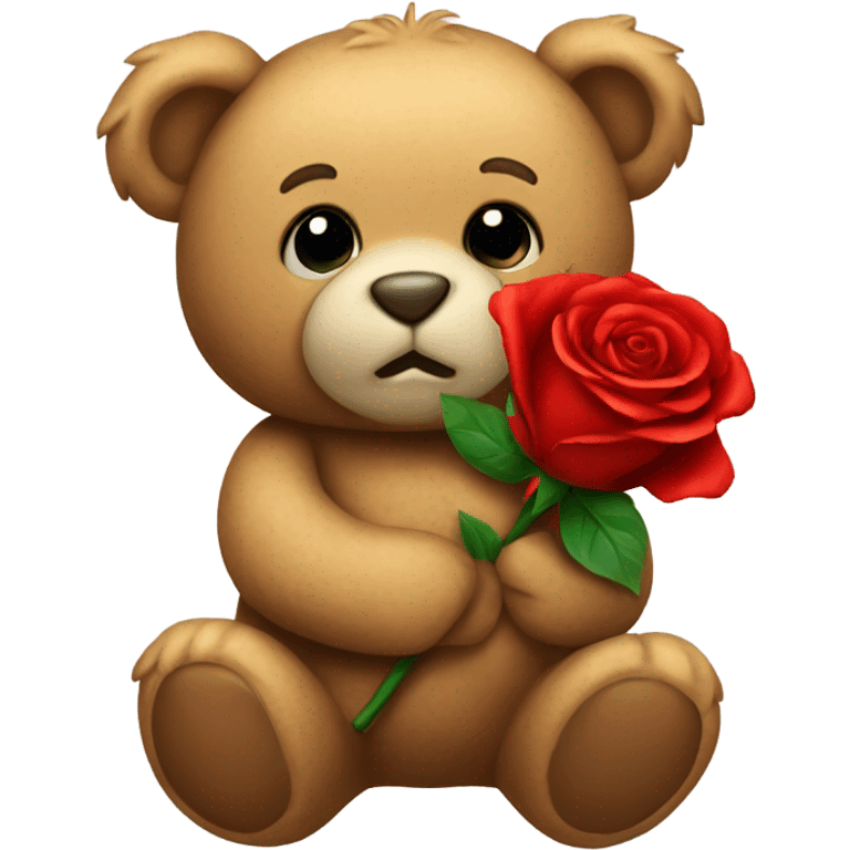 Teddy bear holding a red rose emoji