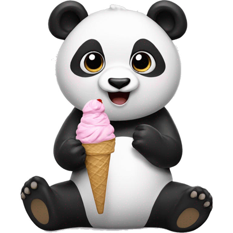 Panda eating ice cream emoji