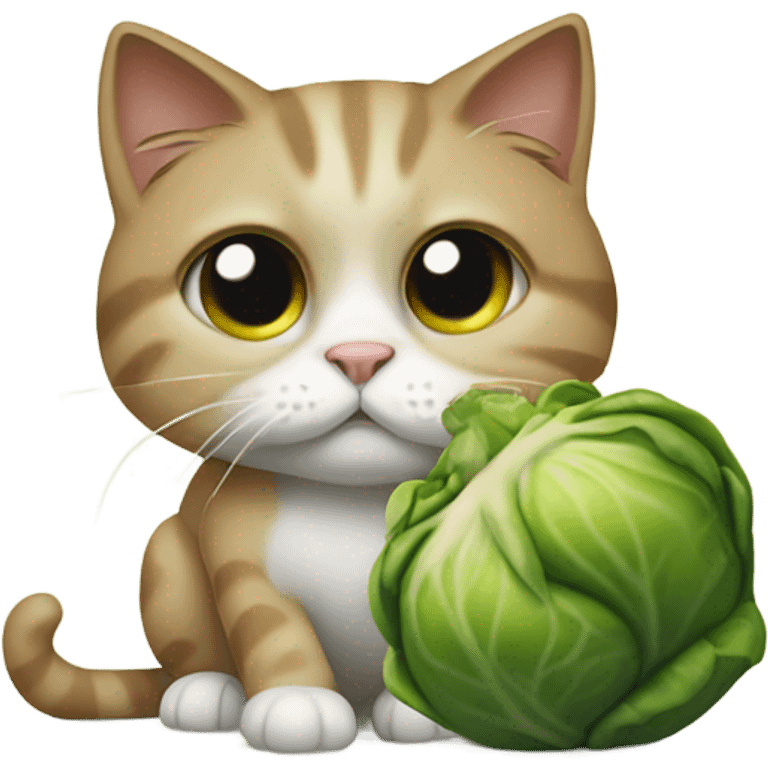 Sad cat eating Brussels sprouts emoji