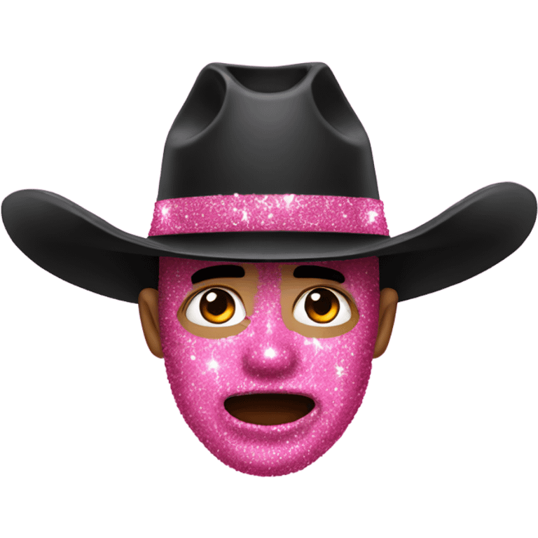 Man with black cowboy hat crying pink glitter happy tears  emoji