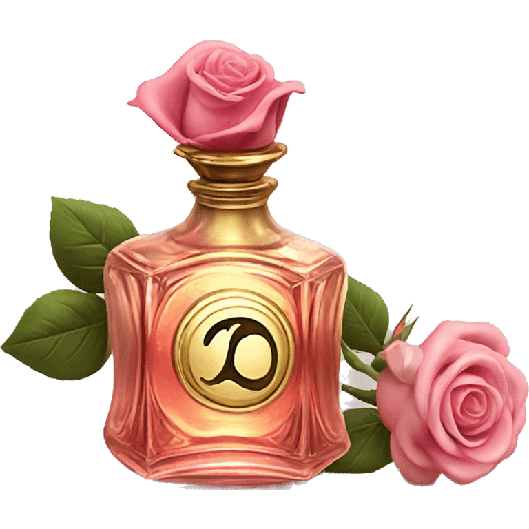 Rose magic sparkling old Antique oil perfume bottle with herbal and rose flowers emoji