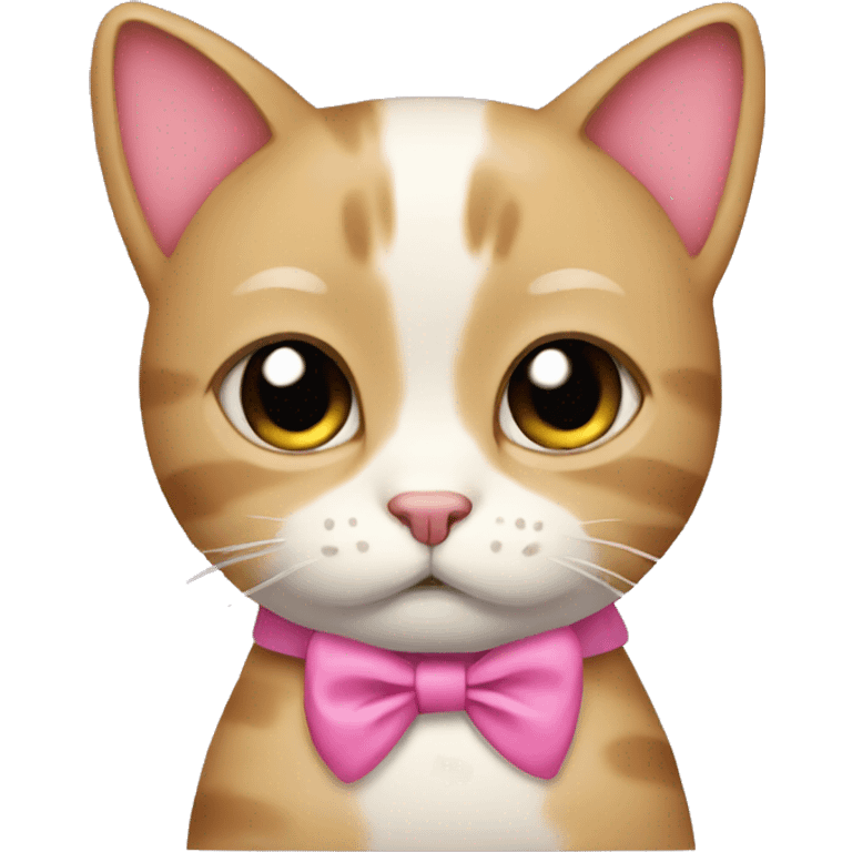 Sad cat with pink bow emoji