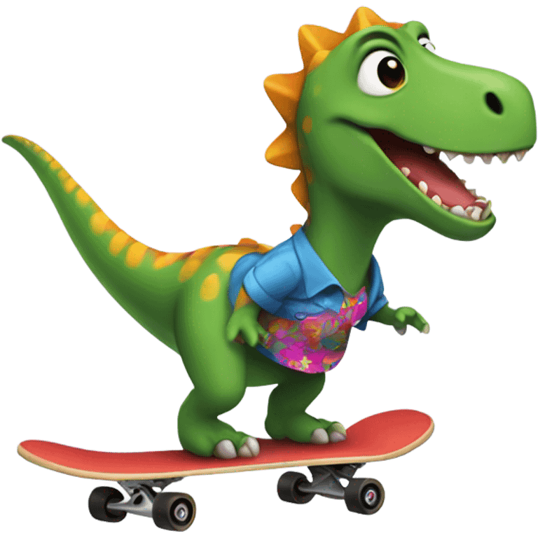 Dinosaur wearing skirt skatboaring  emoji