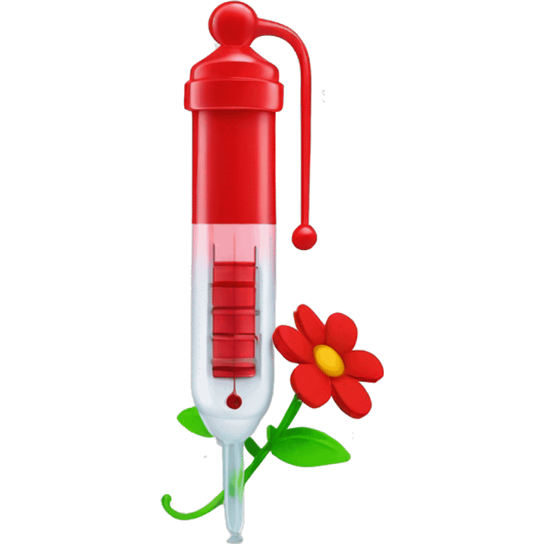 Red syringe with flowers emoji