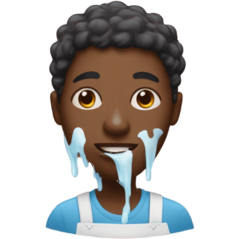 A black person with ice cream on face emoji