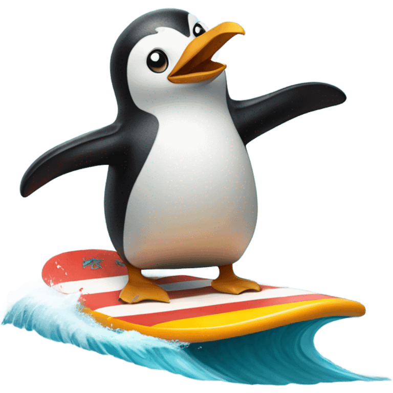 Penguin surfing emoji