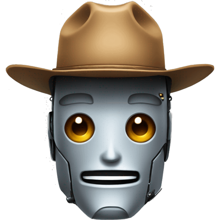 robot face with a cowboy hat, simplified, squared emoji