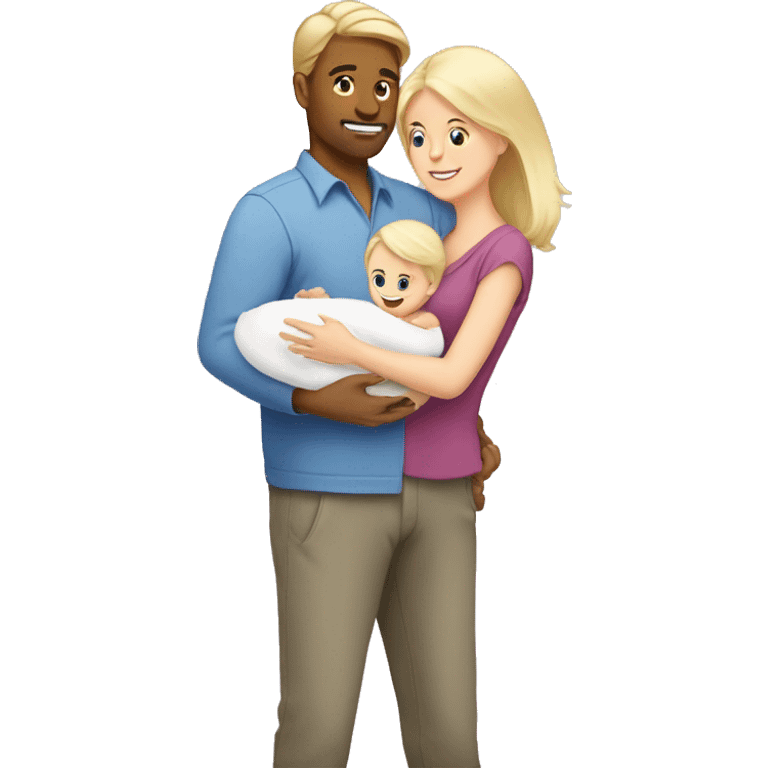 white blonde Husband and wife carrying their infant little daughter emoji