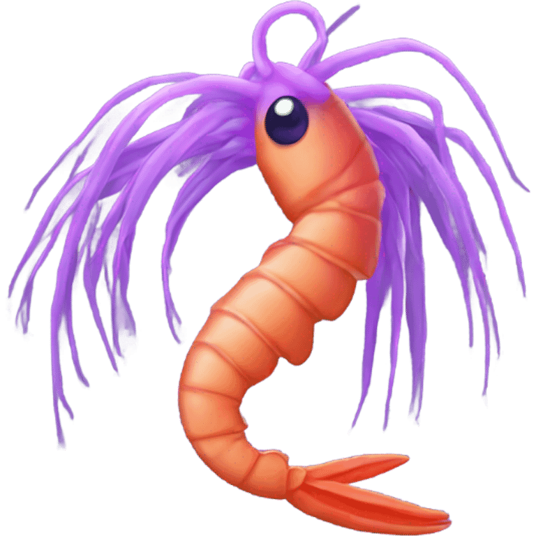 Prawn with purple hair and fringe  emoji