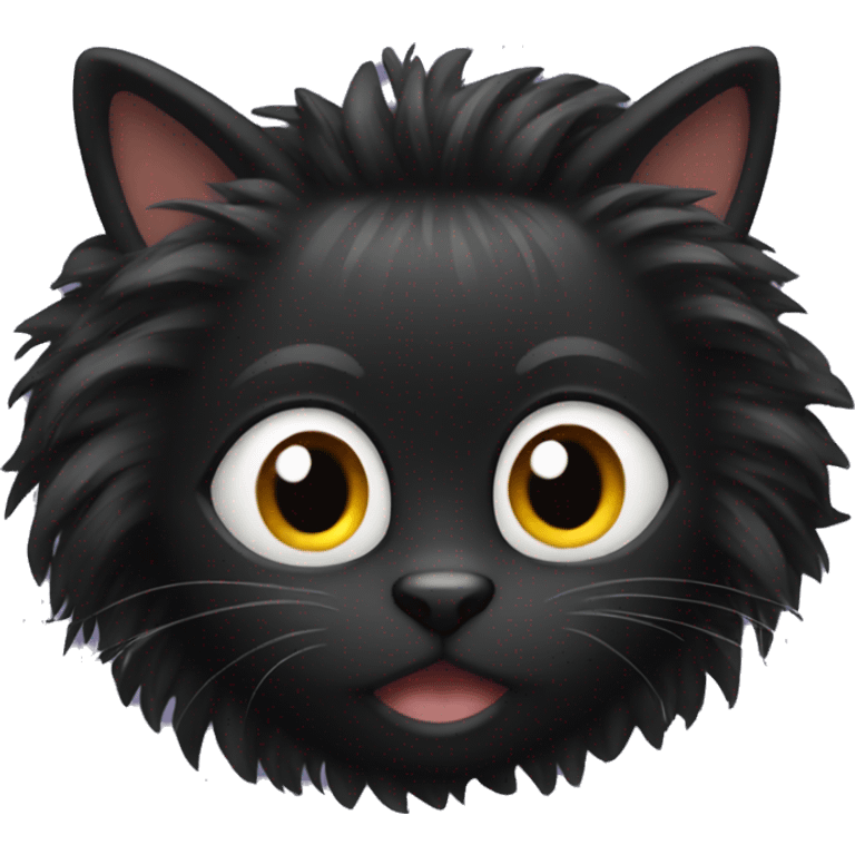 Black cat with wild hair emoji