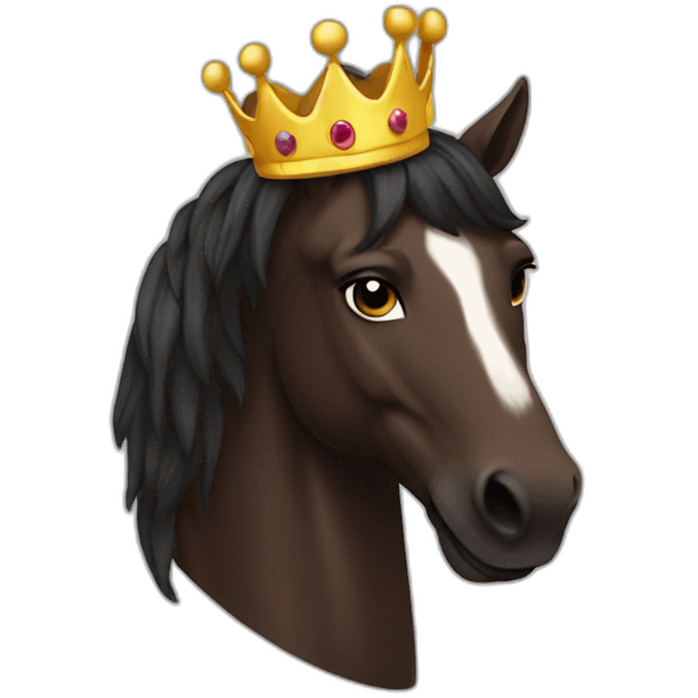 dark brown conceited horse with crown emoji