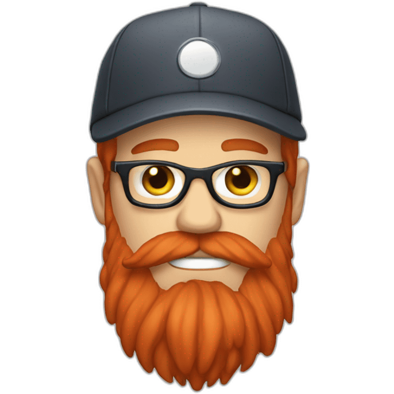 white hipster with large red beard wearing a video game hat emoji