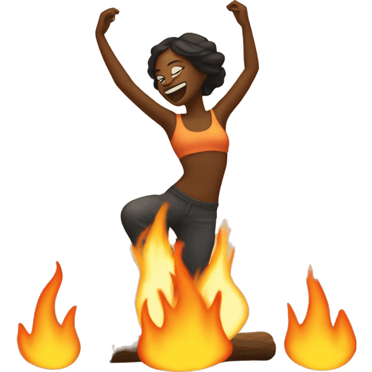 Women dancing in front of a bonfire  emoji