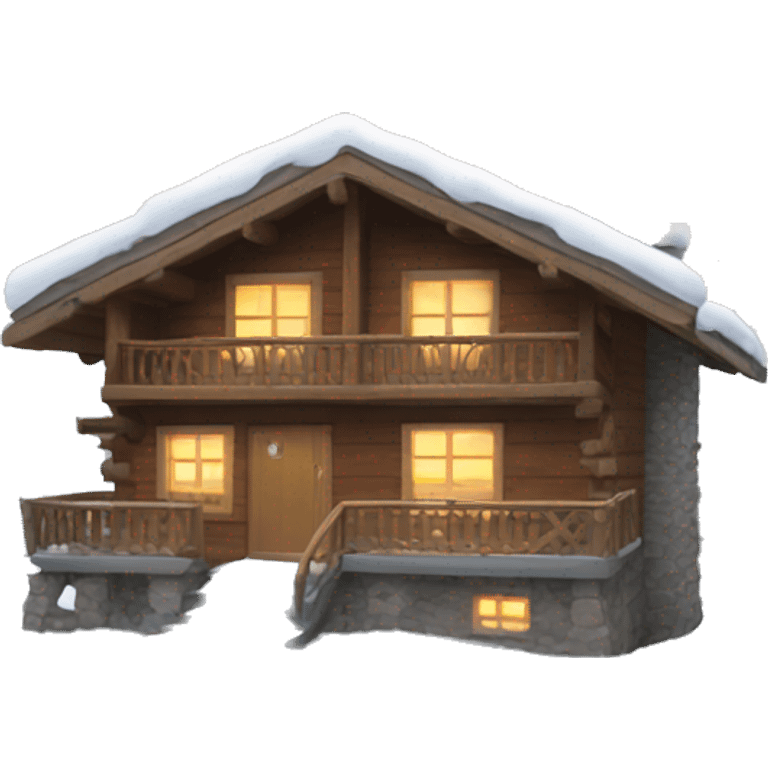 A snowy chalet emoji